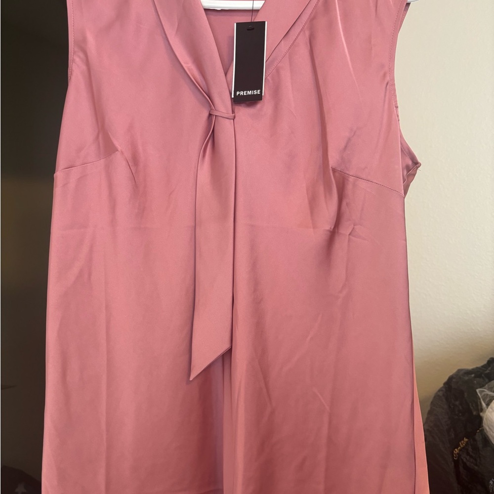 Premise Pink Tie Front Blouse